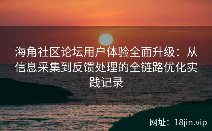 海角社区论坛用户体验全面升级：从信息采集到反馈处理的全链路优化实践记录