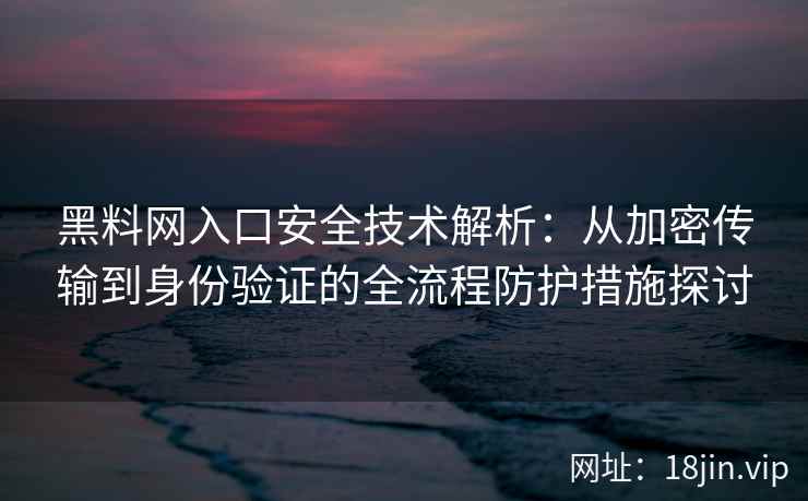 黑料网入口安全技术解析：从加密传输到身份验证的全流程防护措施探讨